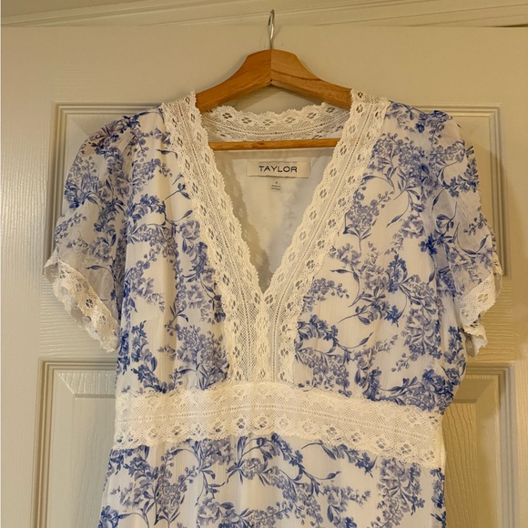 Taylor Blue and White Floral Maxi Dress - Picture 2 of 4